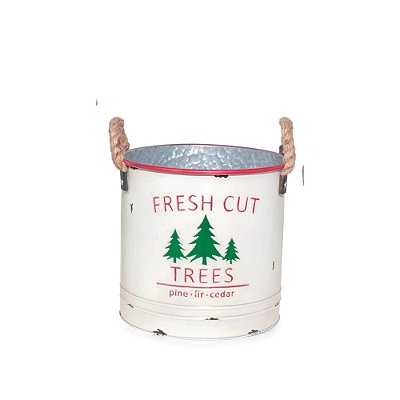 Cachepot Natalino Lata Metal com Alça Fresh Cut 23cm