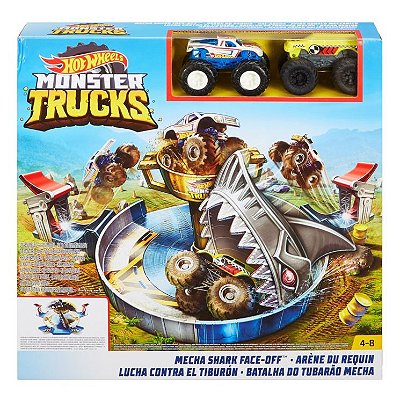 Pista Hot Wheels Monster Trucks Batalha do Tubarão Mecha Mattel