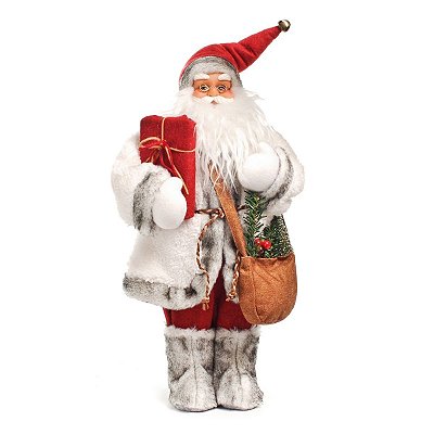Papai Noel Cromus Branco com Bota de Pelúcia 50cm