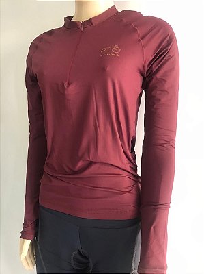 Blusa Ciclismo LIVRE EXPRESSÃO Feminino c/ Ziper Manga Longa Vinho Tam. M