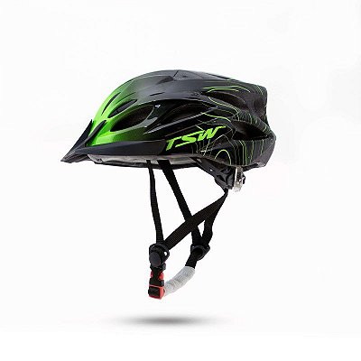 Capacete TSW Raptor III Led Preto/Verde c/ Viseira - Tam. M