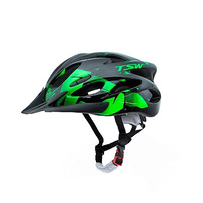 Capacete TSW Raptor II Led Preto/Cinza/Verde c/ Viseira - Tam. M