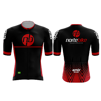 Camisa NORTE BIKE Preto/Vermelho PP