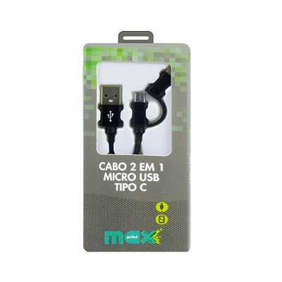 CABOS 2X1 MICRO USB/TIPO C MAXPRINT