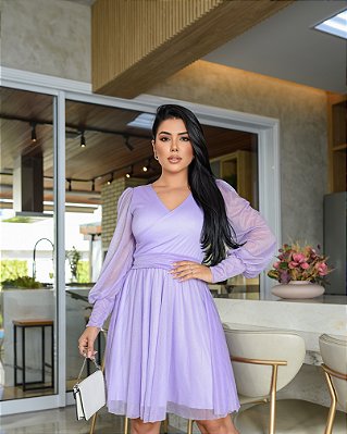 Vestido Jardim Lavanda Midi de Brilho