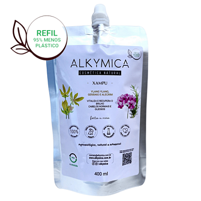 Refil 400ml Shampoo Natural Biodegradável Ylang ylang, Gerânio e Alecrim