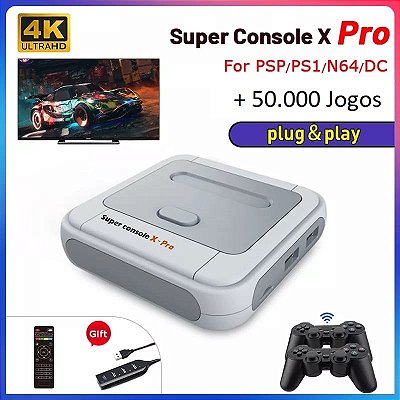 Videogame Retro Super X Pro 50000 Jogos Clássicos e 2 Controles Sem Fio