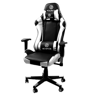 Cadeira Gamer CG-604 Giratoria Reclinável Preto Branco Hoopson