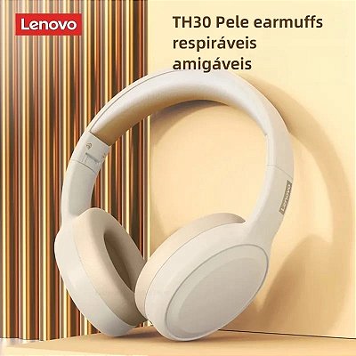 Fone Lenovo ThinkPlus TH30 Bluetooth 5.0 Sem Fio (Bege)