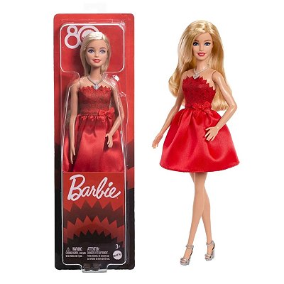 Boneca Barbie Ruby Red Especial Aniversário de 80 Anos Mattel