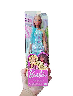 Barbie Fashionista Vestido Glitter Morena Mattel