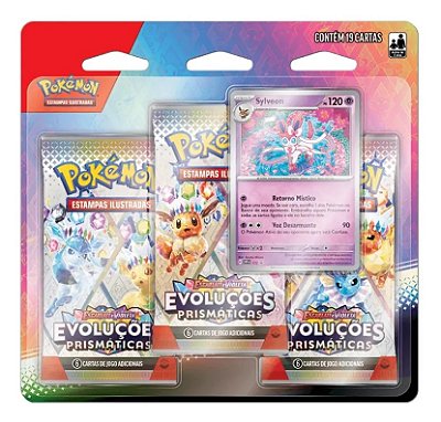 Cartas Blister Pokémon Triplo Sylveon Evoluções Prismáticas Copag