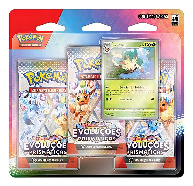 Cartas Blister Pokémon Triplo Leafeon Evoluções Prismáticas Copag
