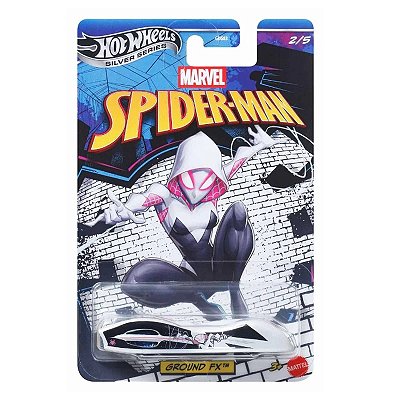 Carrinho Hot Wheels Silver Series Marvel Spider-Man Spider Gwen Stacy Ground FX Mattel