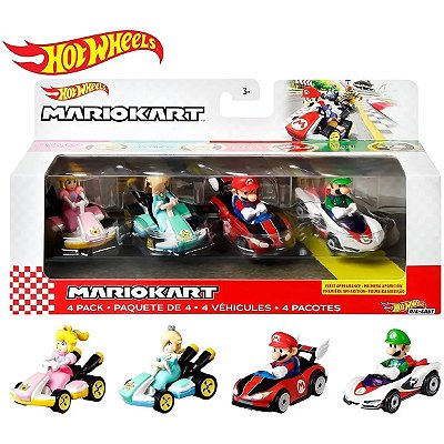 Conjunto Mario Kart Hot Wheels Com 4 Carrinhos Mattel (Pack 1)