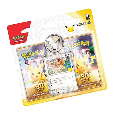 Blister Pokémon Duplo Com Moeda Eevee Celebração 30 Anos Copag