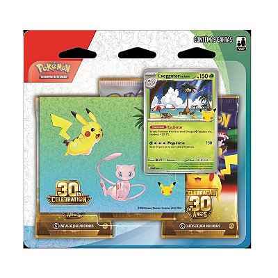 Blister Pokémon Triplo Com Adesivo Exeggutor Celebração 30 Anos Copag