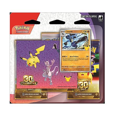 Blister Pokémon Triplo Com Adesivo Lucario Celebração 30 Anos Copag
