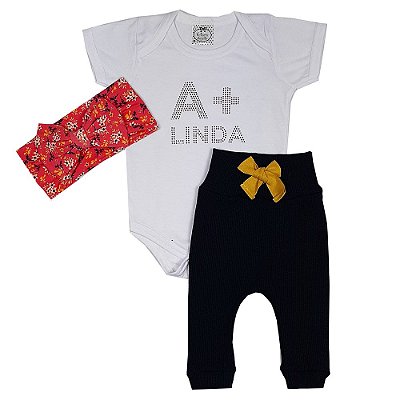 Conjunto Bebê A+ Linda Com Turbante