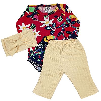Conjunto Bebê Tropical Com Turbante