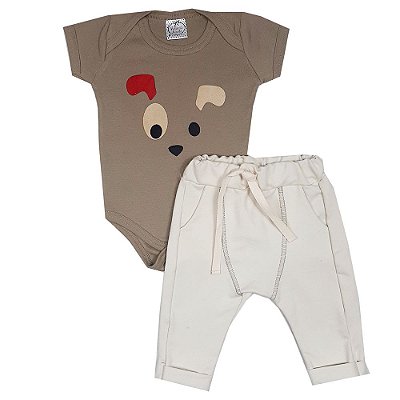 Conjunto Bebê Body Cachorro + Calça Saruel