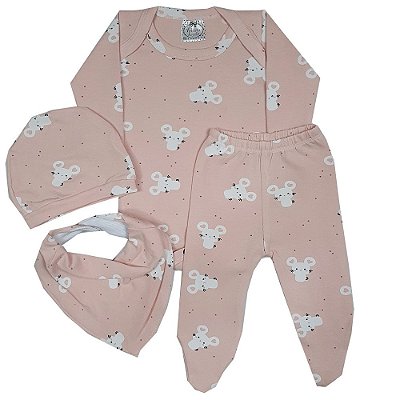 Kit Bebê RN Com Bandana E Touca