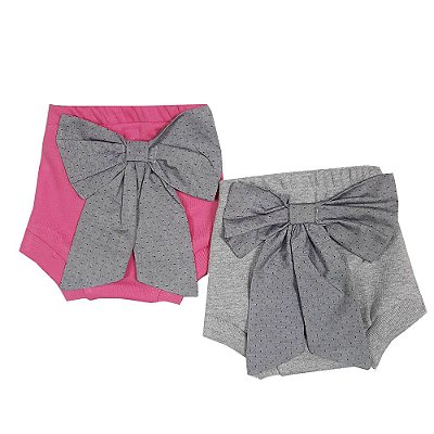 Kit  Bloomer Bebê Rosa E Cinza