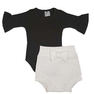 Conjunto Bebê Body +  Shorts Tapa Fralda