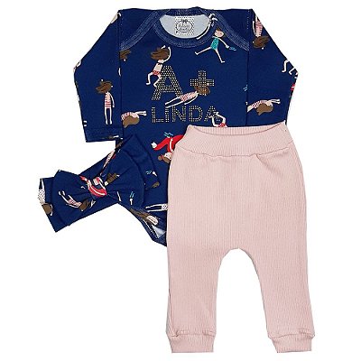 Conjunto Bebê Menina Travessa Com Turbante