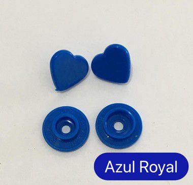 Botão de Pressão Coração Azul Royal (pct 10)