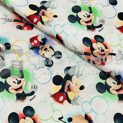 Tecido Mickey Branco Digital (50cm x 150cm)
