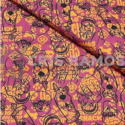 Tecido Scooby Doo Roxo e Laranja (50cm x 150cm)