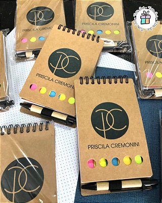 Bloco de Anotações com Caneta e Post It