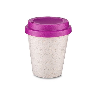 Copo Fibra de Arroz 350ml com Tampa Plástica