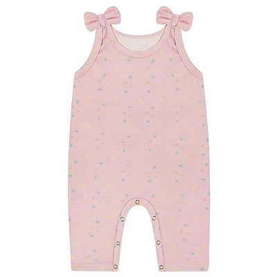 Macacão para Bebê Feminino Regata Estampa Estrelinhas Rosa Baby Gut