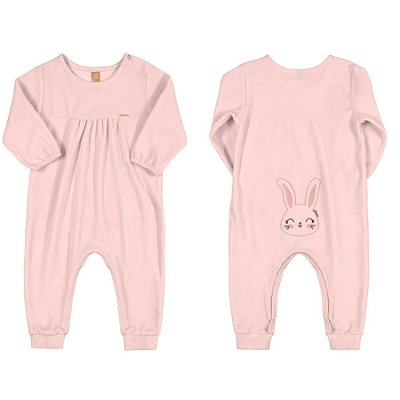 Macacão Manga Longa em Plush Rosa Claro Up Baby