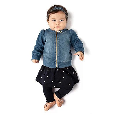 Jaqueta Jeans Confort para Bebê Feminina Manga Bufante Tmx