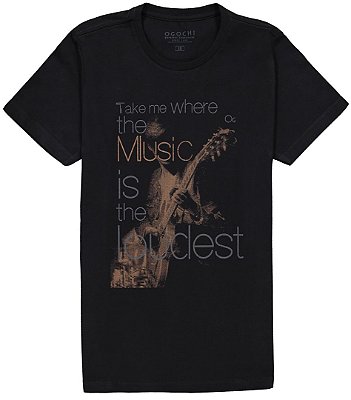 Camiseta Infantil Manga Curta Preta Music Ogochi