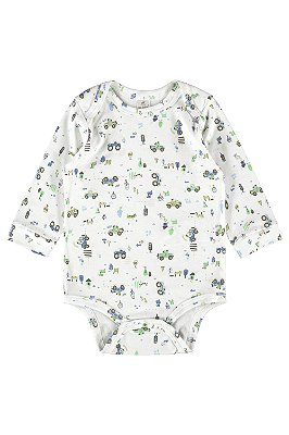 Body Manga Longa para Bebê Menino Estampa Trator Up Baby