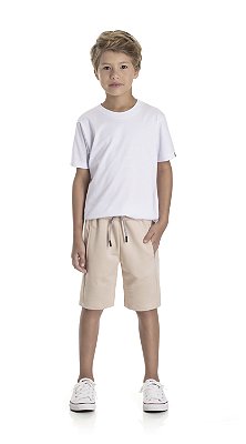 Bermuda Infantil Masculina em Moletom sem Felpa Bege TMX