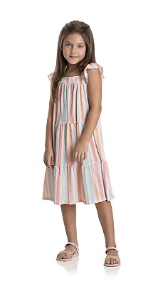 Vestido Infantil Listrado Candy Color TMX