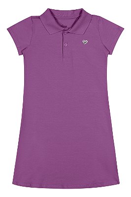 Vestido Infantil Gola Polo em Meia Malha Rosa Elian