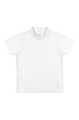 Camisa Infantil Masculina Gola Polo Branca em Meia Malha Elian