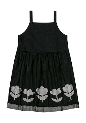 Vestido Infantil Preto com Tule Elian