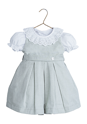 Vestido Infantil Social com Camisa de Gola em Bordado Inglês Two Angels