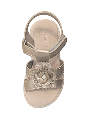 Sandália Infantil Dourada com Velcro e Flor Mimoflex