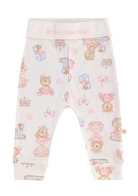 Calça para Bebê Menina em Suedine Estampa Ursinha Bailarina Up Baby