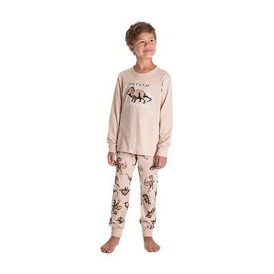 Pijama Longo Infantil Masculino Dinossauros TMX