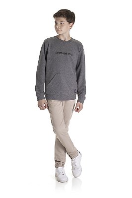 Blusa Manga Longa Infanto Juvenil Cinza TMX