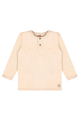 Camiseta Infantil Manga Longa em Malha Linho Flamê Bege Up Baby